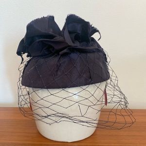 Vintage navy pillbox hat